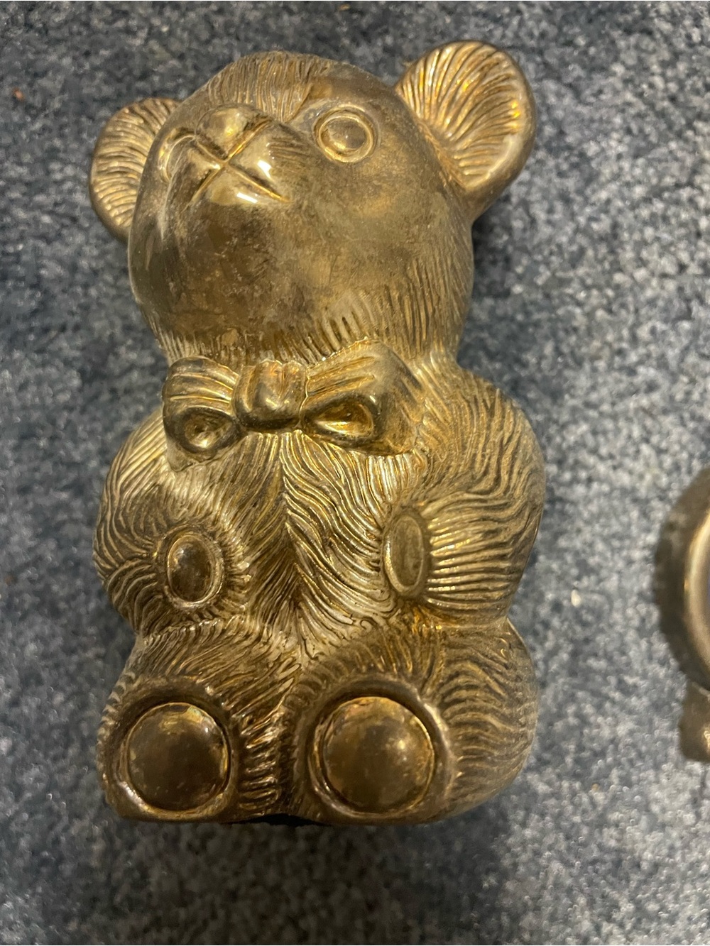 Brass Teddy Bear Figurine - Decorative Home Accent